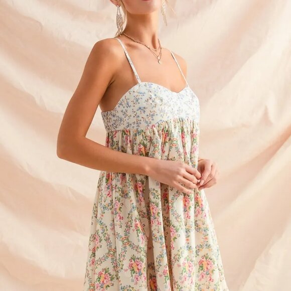 SO‎ ME Mixed Floral Print Sleeveless Mini Dress - Picture 10 of 11